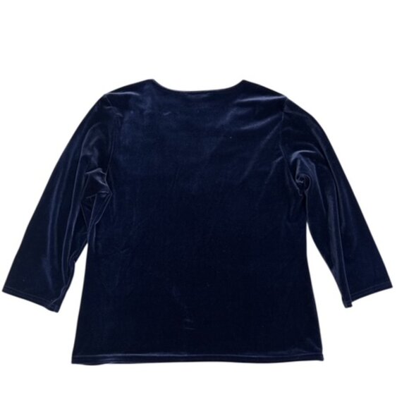 Carol Rose Womens Tunic Size L Blue Velvet Sequin  V-Neck Long Sleeve Top - Picture 2 of 11